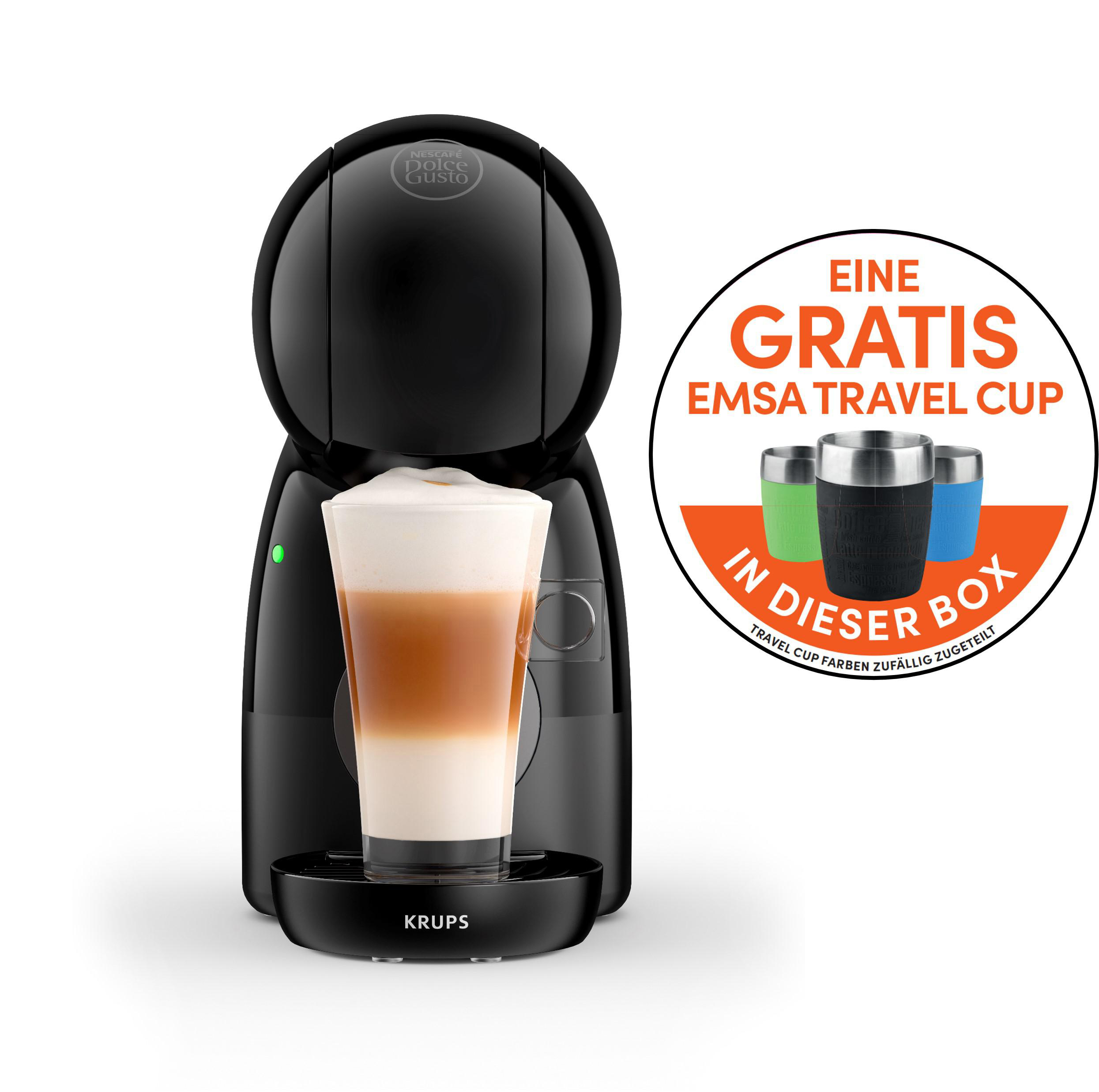 KRUPS Nescafé Dolce Gusto Piccolo XS Emsa Travel Cup  Kapselmaschine Schwarz