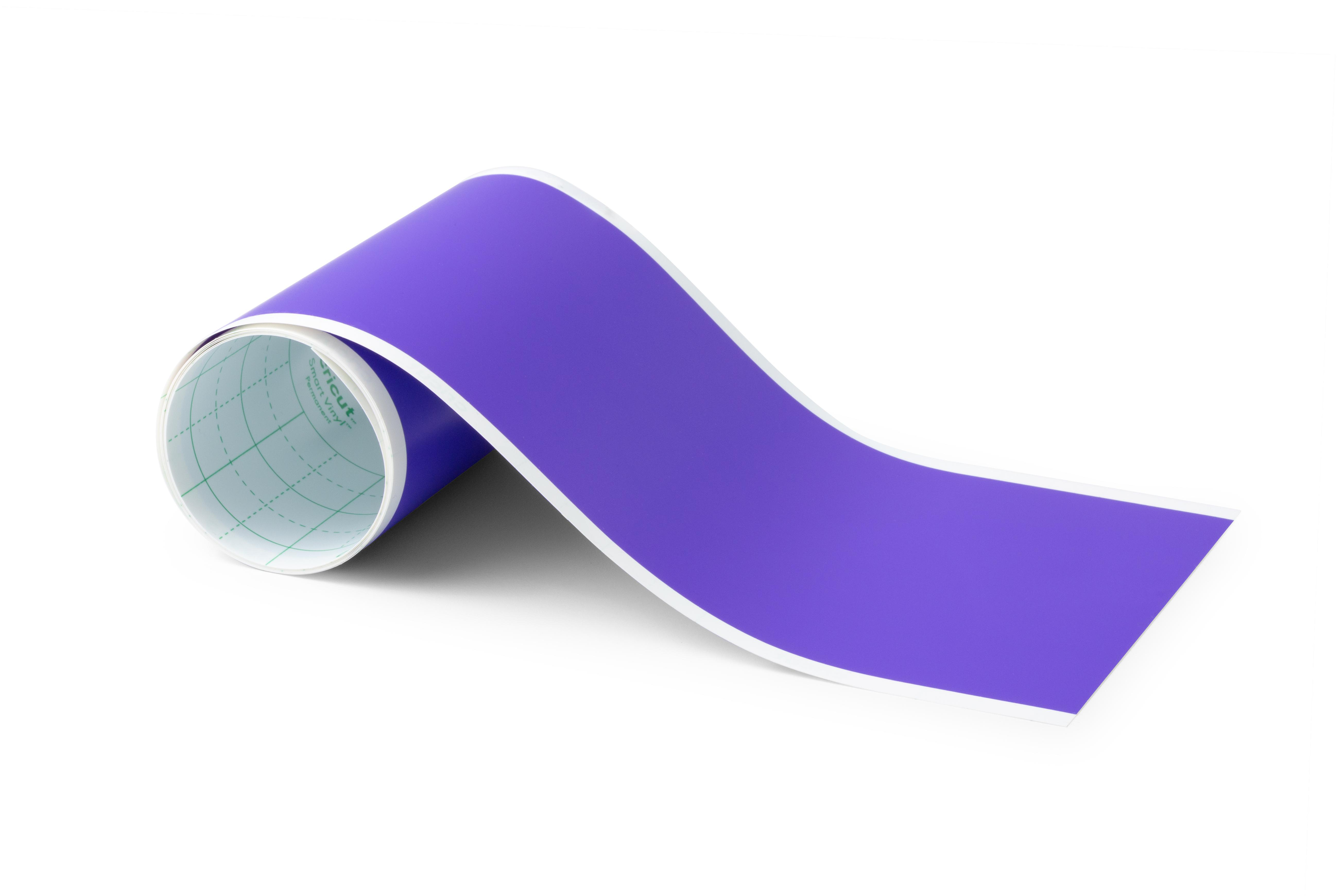 Rolle aus violettem Vinyl. Das Vinyl ist teilweise abgerollt, zeigt die weiße Rückseite.