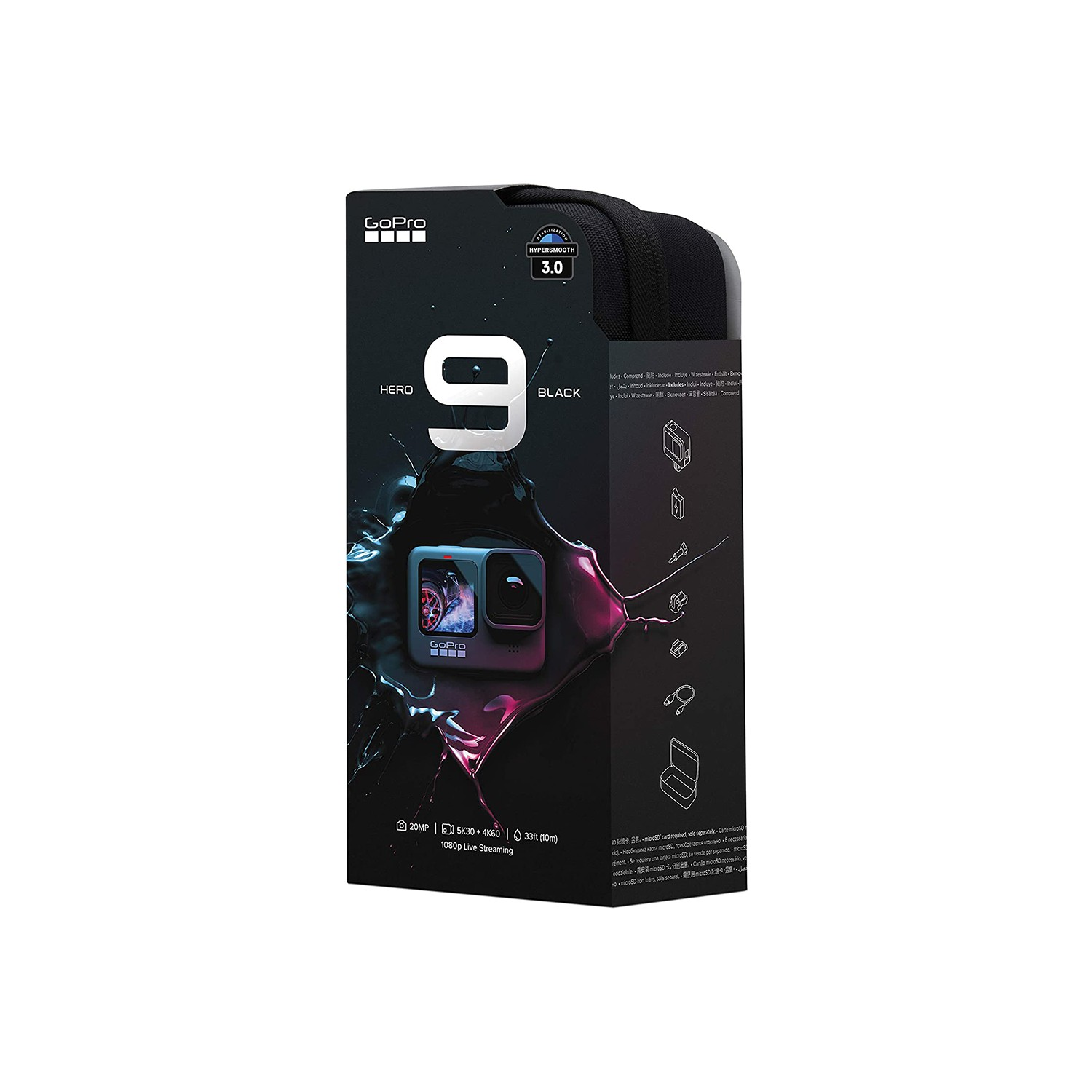 Bir GoPro Hero 9 Black kamera kutusu.