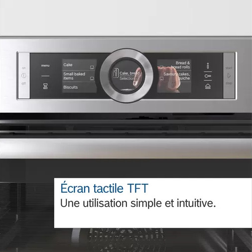 Panneau de commande du four avec écran tactile et diverses options de cuisson.