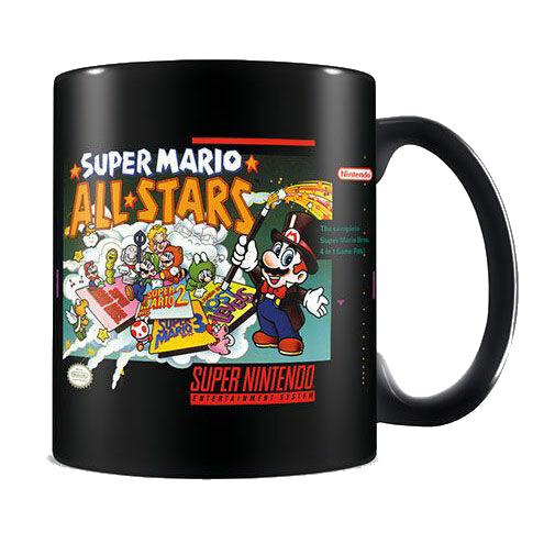 Taza - SHERWOOD Nintendo Super Mario: All Stars, 0.315 l, Cerámica, Negro