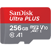Tarjeta Micro SDXC - SanDisk Ultra PLUS, 256 GB, 160 MB/s, UHS-I, V10, A1, C10, Adaptador SD, Multicolor