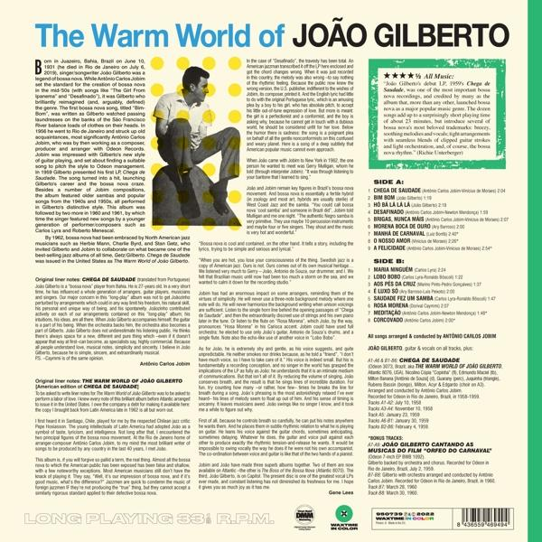 A 'The Warm World of João Gilberto' könyv borítója. Egy öltönyös férfi van középen.