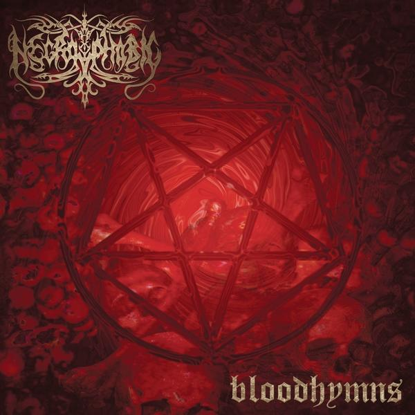 Album borító piros háttérrel, pentagrammával, alatta a "bloodhymns" szóval.
