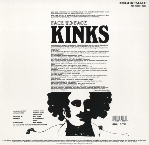 A Kinks Face to Face című albumának borítója, fekete szöveg fehér alapon, sziluett.