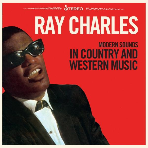 Album borító. Ray Charles napszemüvegben, piros háttérrel, 'Modern Sounds in Country and Western Music' címmel.