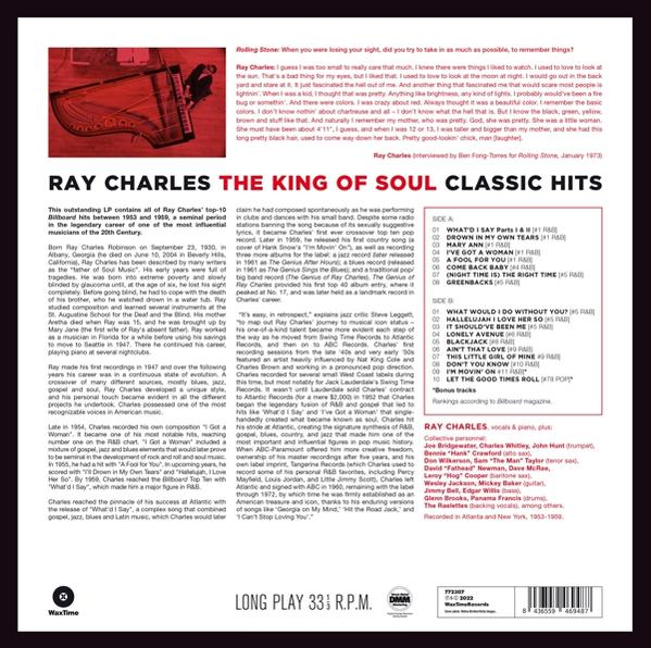 Ray Charles album borítója szöveggel és Ray Charles fotójával.