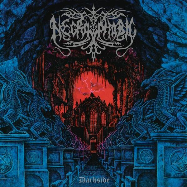 Album borító. Kékes árnyalatú kép gótikus jelenettel, a címe: Necrophobic Darkside.