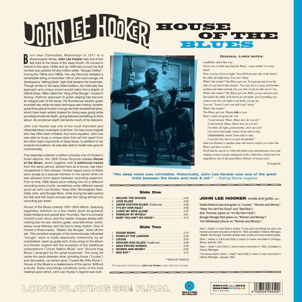 Album borító: John Lee Hooker fekete-fehér fotón, 'House of the Blues' címmel.
