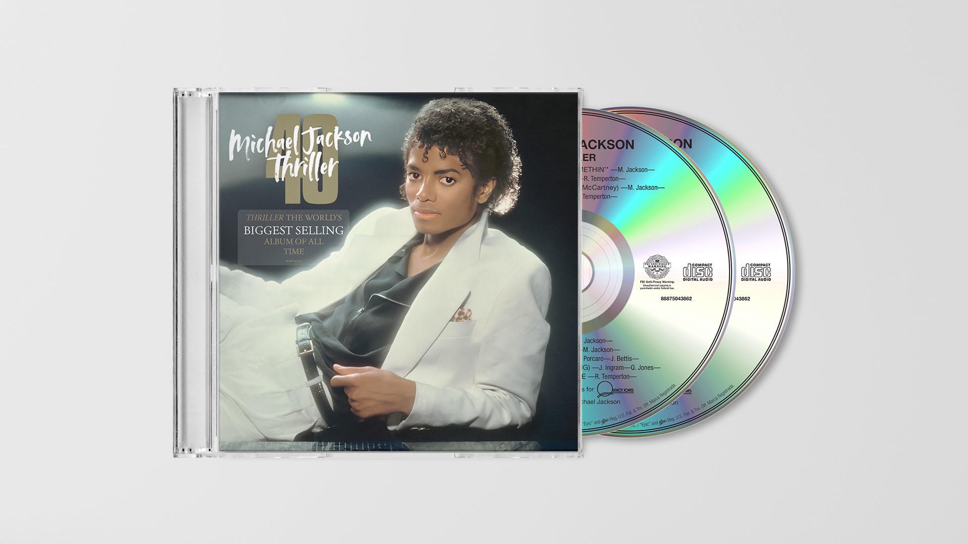CD tok Michael Jackson 'Thriller' albumával és két CD-vel.