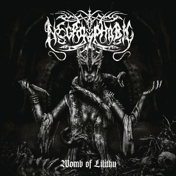 A Neverphinx album borítója egy sötét, gótikus képpel egy istenhez hasonló figuráról és szövegről.