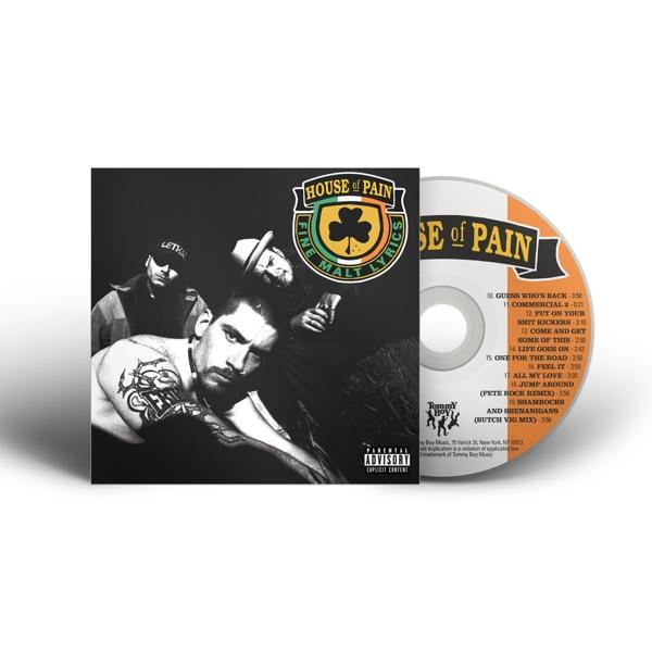 Album borító, House of Pain, Fine Malt Lyrics. Egy CD jobbra. Három férfi a borítón.