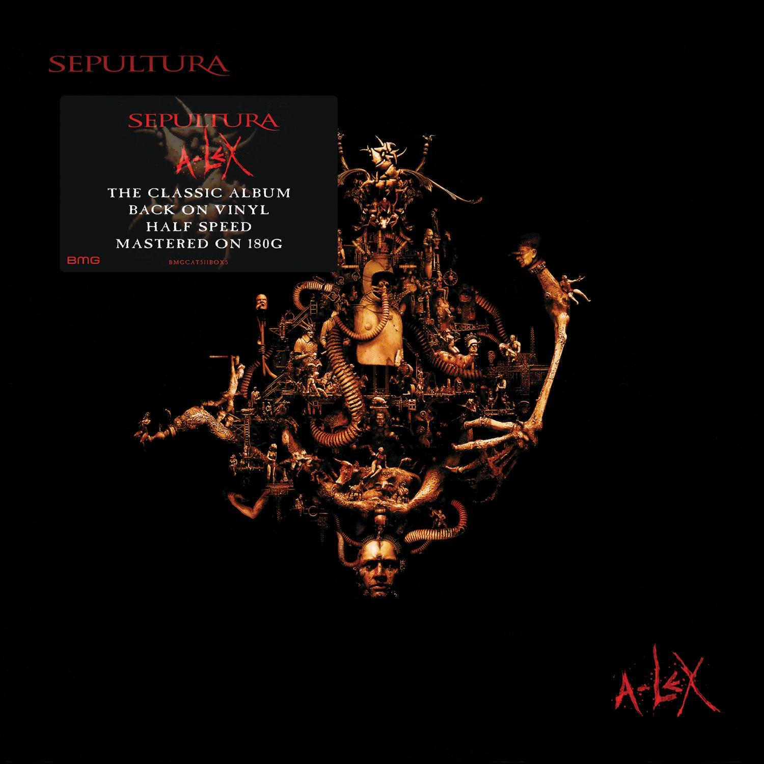 A Sepultura 'A-Lex' című albumának borítója, sötét és komplex, szürreális műalkotással.