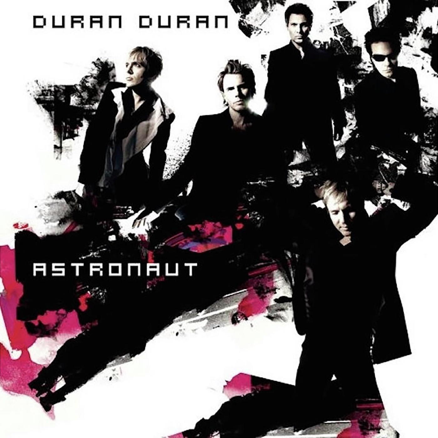 A Duran Duran Astronaut című albumának borítója, sötét színű együttes tagokkal.