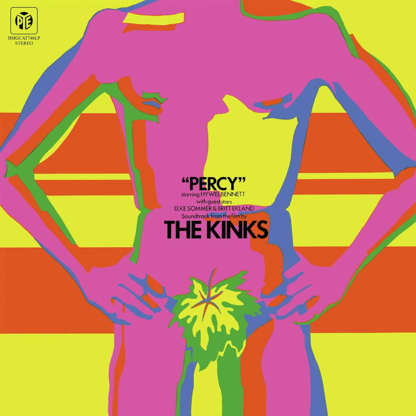 Album borító színes figurákkal és szöveggel a 'Percy'-hez, a The Kinks-től.