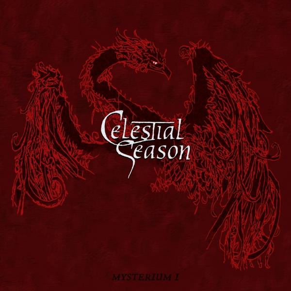 Egy piros főnix design a 'Celestial Season' szavakkal egy sötétvörös háttéren. Az 'Mysterium I' szöveg alul látható.