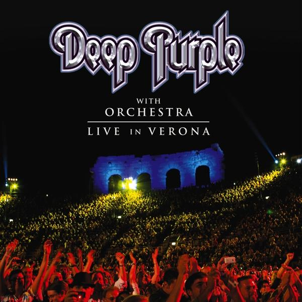 A Deep Purple élő koncert posztere, tömeggel és színpaddal.