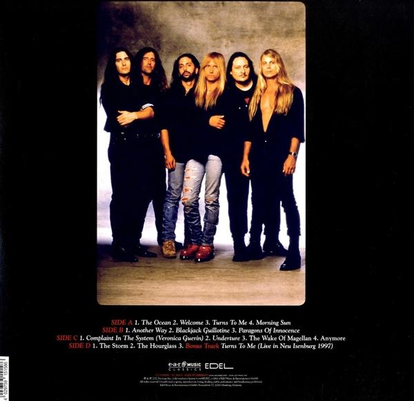 Albumcover mit einer Band von sechs Männern. Text listet Songs auf: 'Another Way', 'Paragons of Innocence' und mehr.