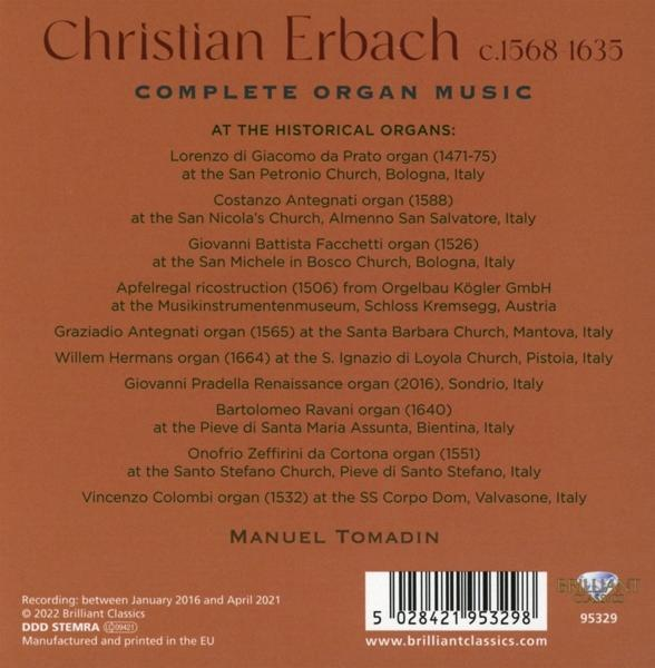 Manuel Tomadin - Erbach:Complete Organ Music  - (CD)