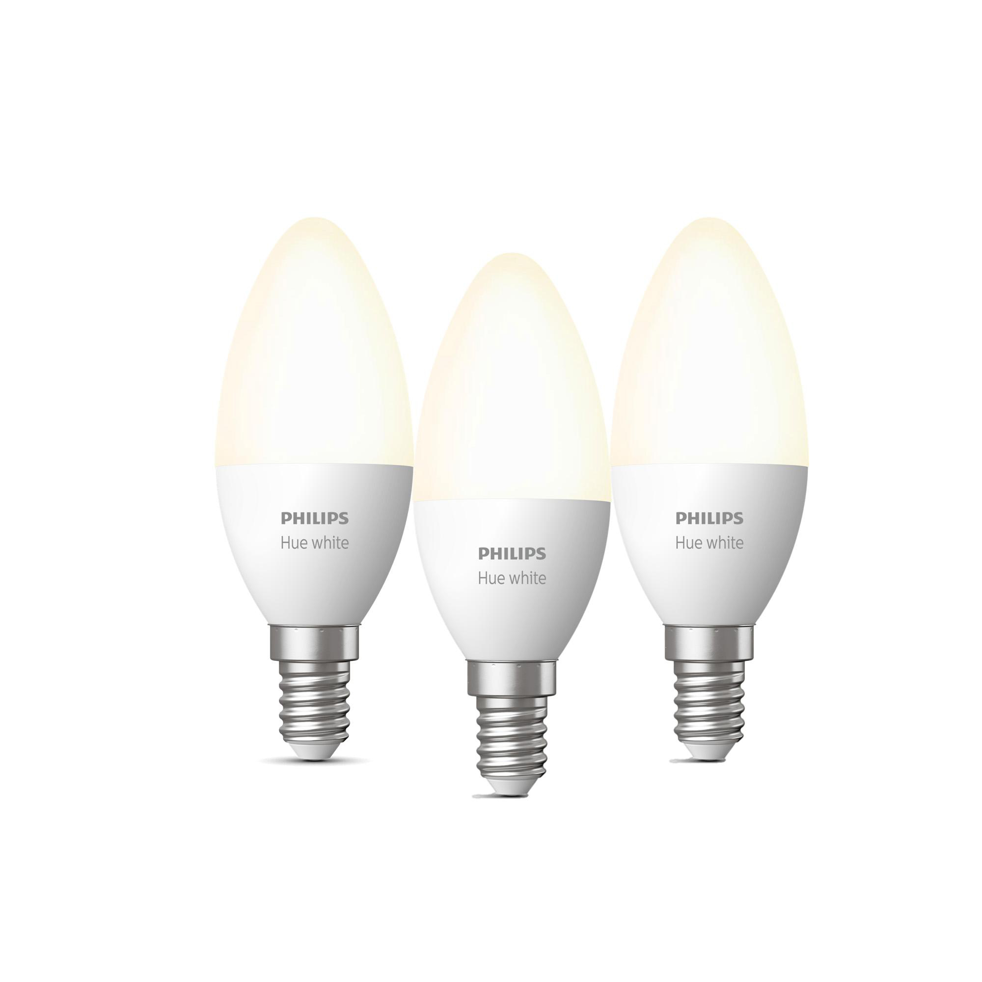 PHILIPS Hue White E14 3-er Pack, 3x470lm, dimmbar LED-Lampe warmweiß