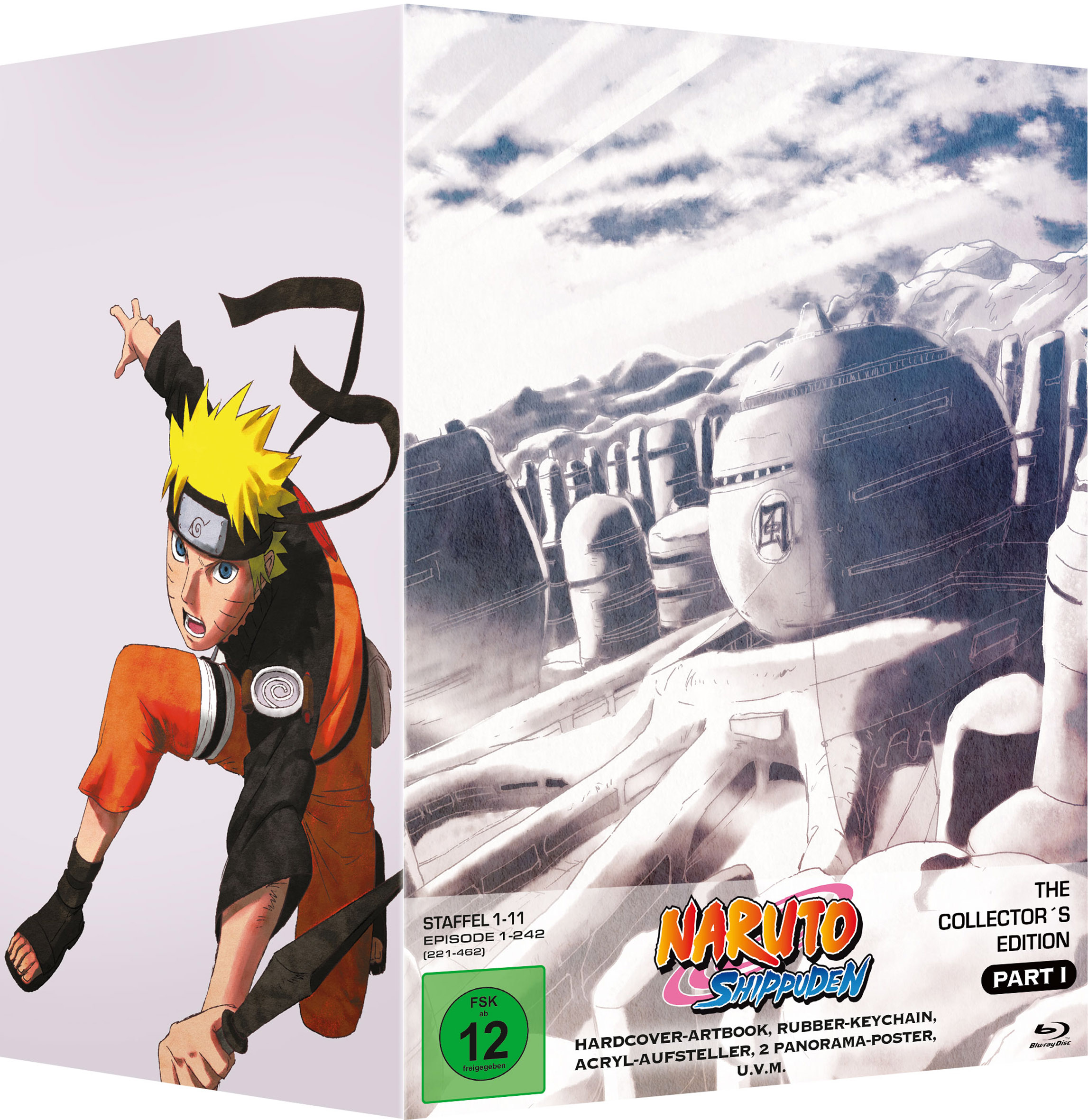 Naruto Shippuden Box-Set. Naruto-Figur in Orange und Schwarz. Japanischer Text.