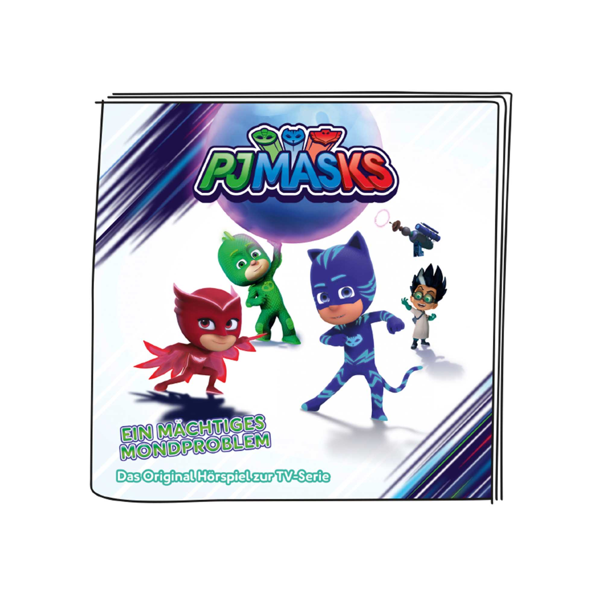 PJ Masks Charaktere mit einem großen blauen Mond.