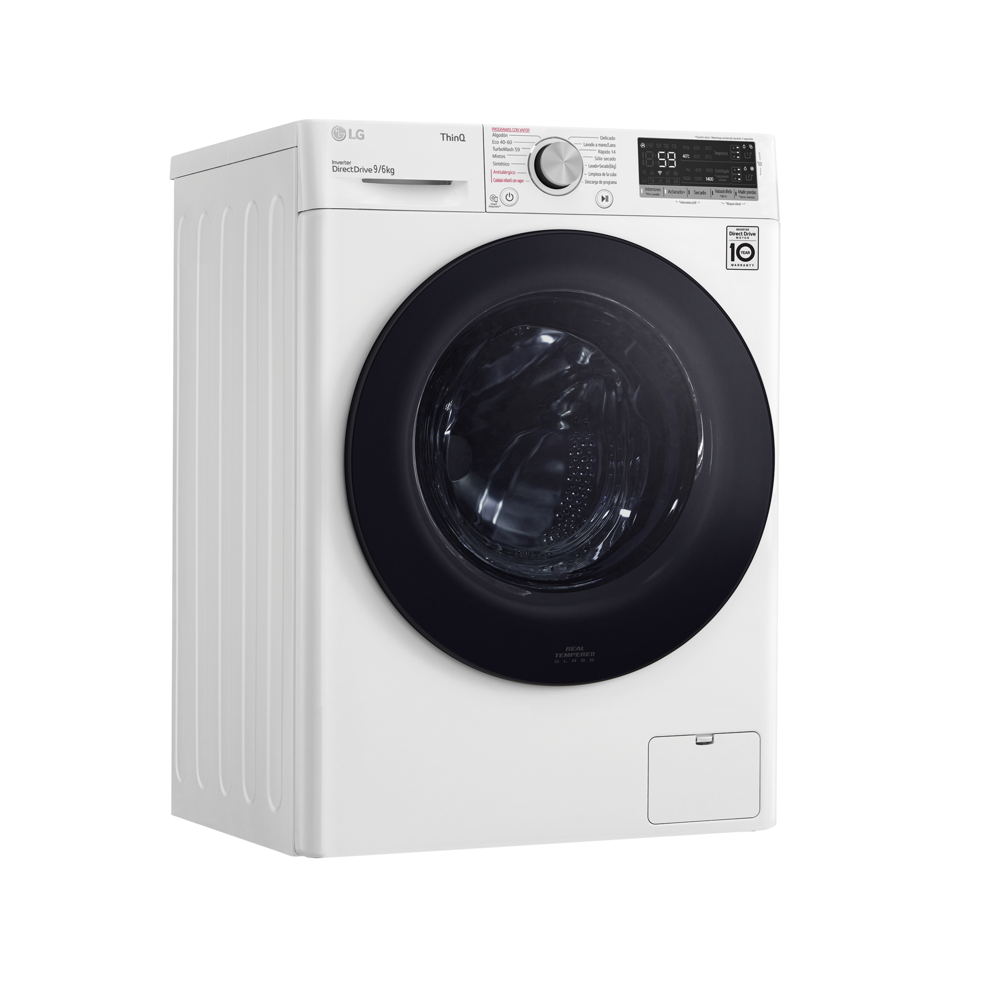 Lavadora secadora | LG F4DV5509SMW, 9 kg/6 kg, 14 programas, 1400 rpm, Autodosificador de Wi-Fi, ThinQ, Blanco