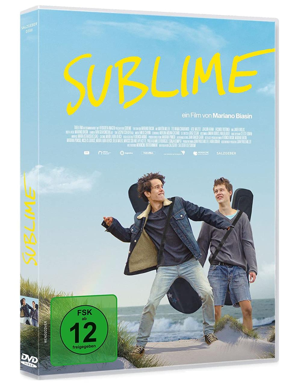 DVD-Cover des Films "Sublime" mit zwei Männern, einem Gitarrenkoffer und sichtbarem Text.