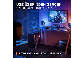 STEELSERIES Arena 9 Rgb 5.1 Surround Optik ve Bluetooth Bağlantılı Oyun Hoparlörü Siyah_1