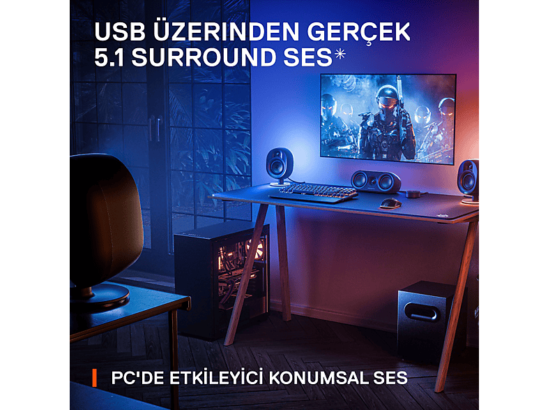 STEELSERIES Arena 9 Rgb 5.1 Surround Optik ve Bluetooth Bağlantılı Oyun Hoparlörü Siyah_1