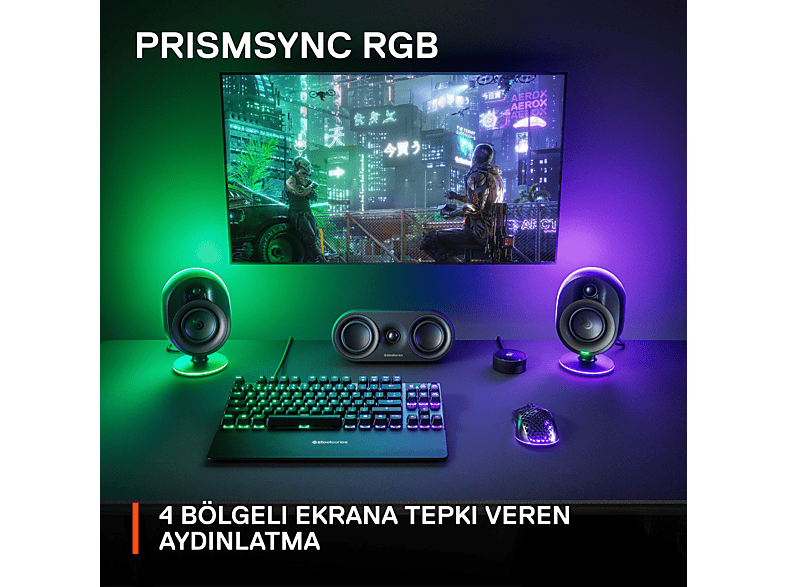 STEELSERIES Arena 9 Rgb 5.1 Surround Optik ve Bluetooth Bağlantılı Oyun Hoparlörü Siyah_5