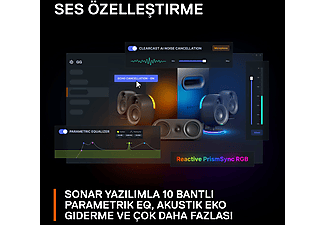 STEELSERIES Arena 9 Rgb 5.1 Surround Optik ve Bluetooth Bağlantılı Oyun Hoparlörü Siyah_9