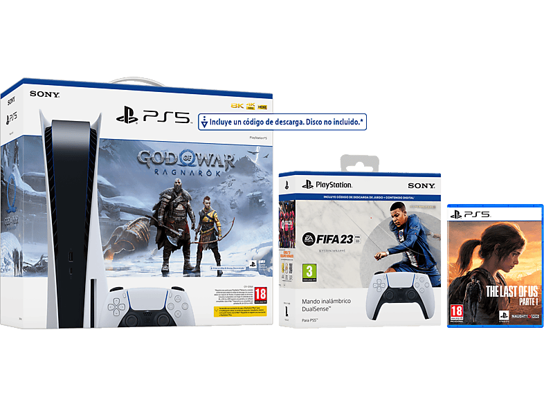 Consola  Sony PlayStation 5 Standard (2 Mandos DualSense™ incluidos), 825  GB, 4K HD, Negro y Blanco