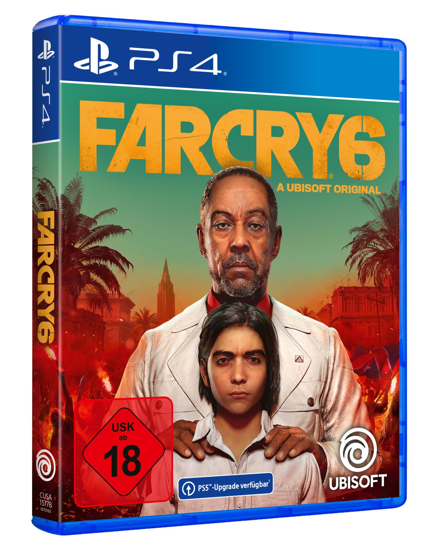 Far Cry 6 PS4 Spielhülle mit Mann und Junge auf dem Cover.