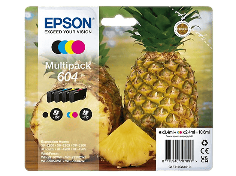 Epson Multi-pack Inkpatroon Zwart - Cyaan Magenta Geel 604 (c13t10g64020)