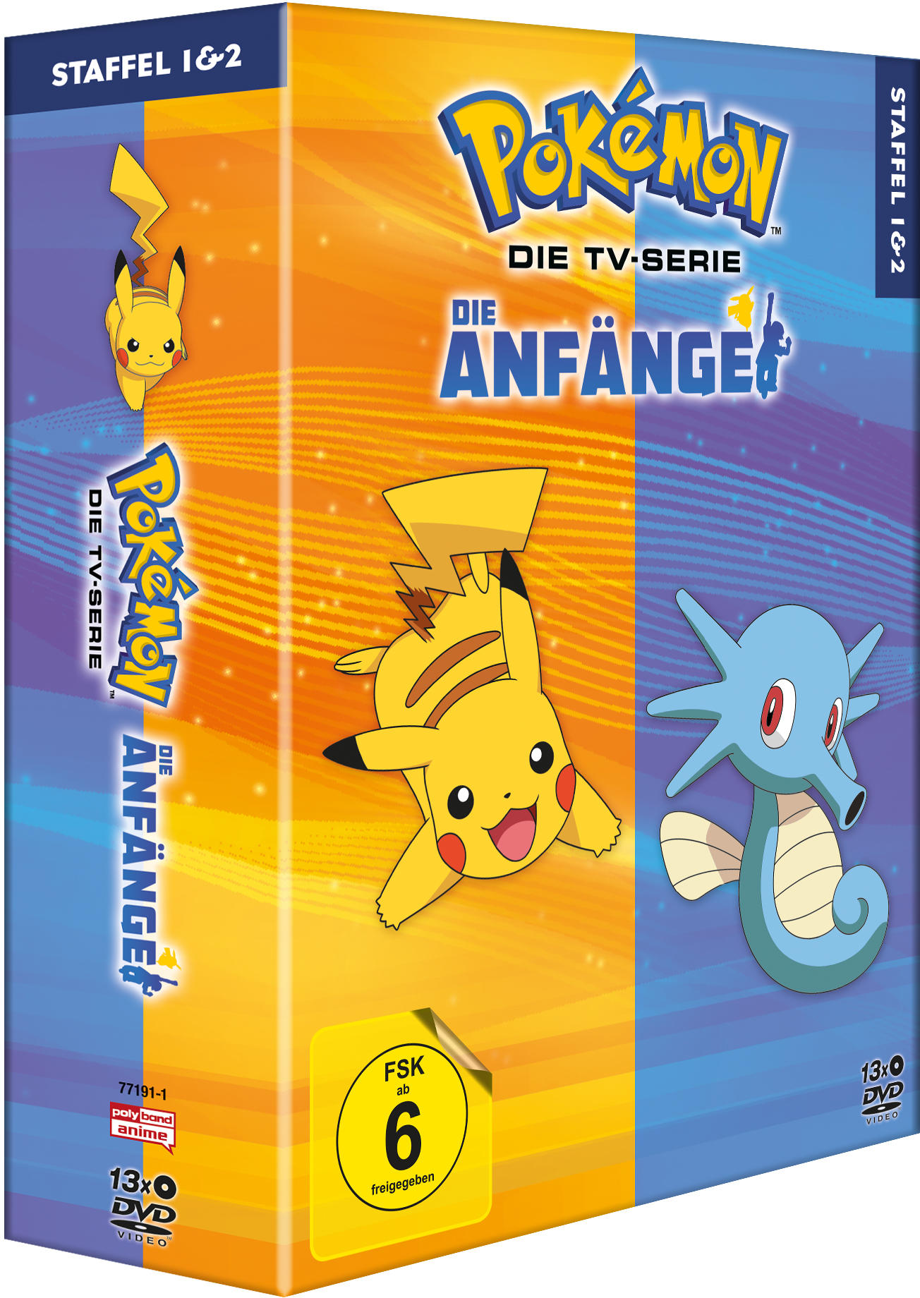 Pokémon DVD-Box-Set. Enthält Pikachu und ein Seemon, mit dem Titel auf Deutsch.