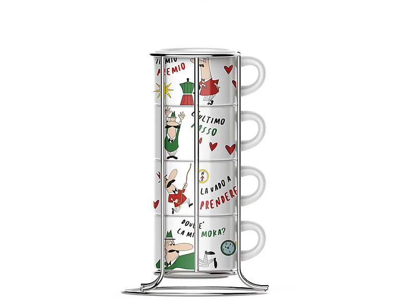 BIALETTI Cappuccinotasse (4 Cappuccinotassen mit Metallgestell)
