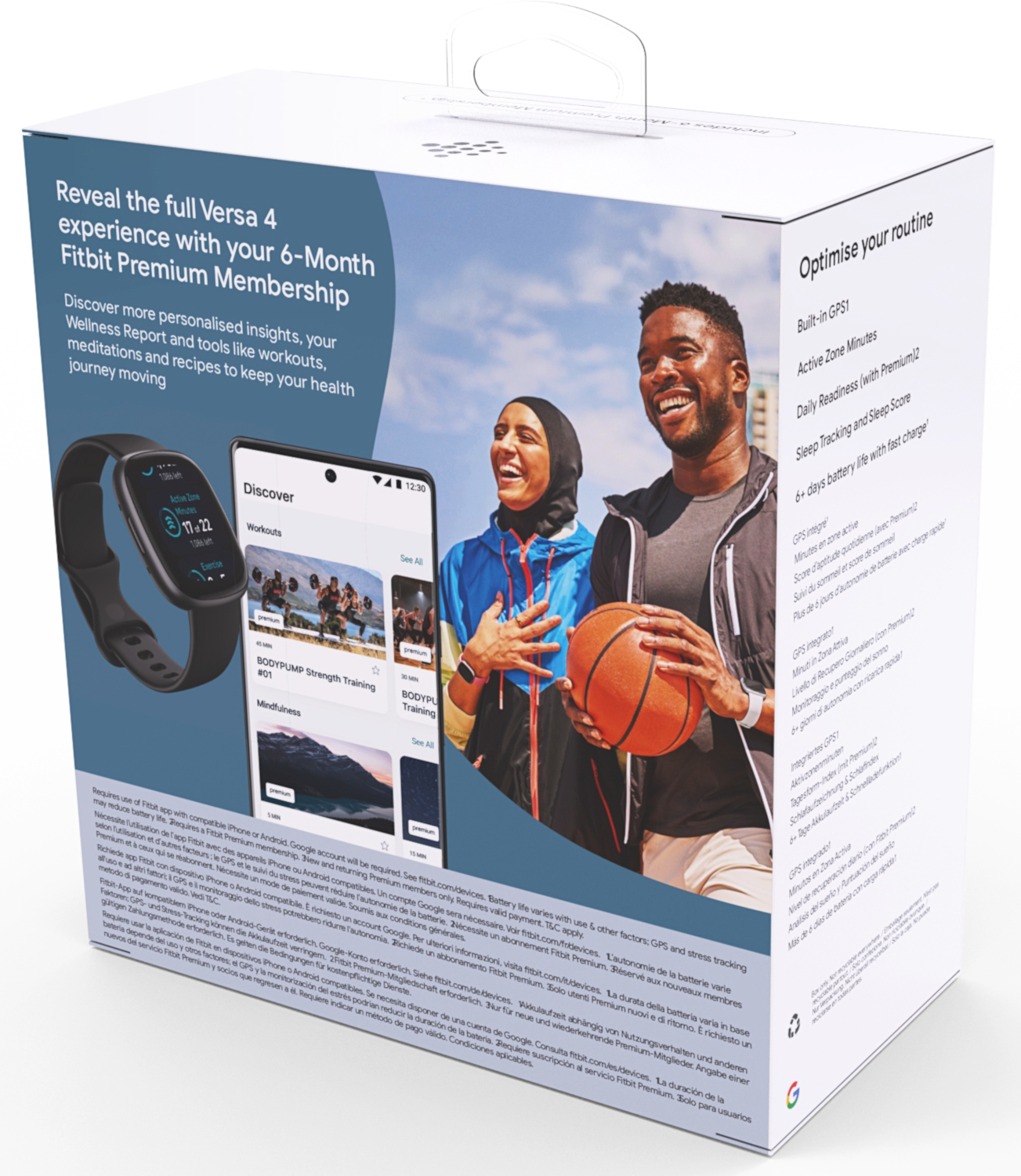 FITBIT Smartwatch Versa 4 Black + Bracelet Bleu (FB523BKBK-EUBNDL)