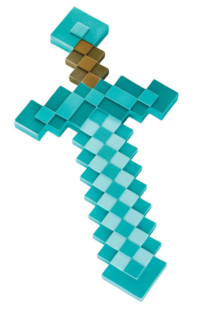 Minecraft Diamantschwert-Spielzeug. Blaue und braune Farben.