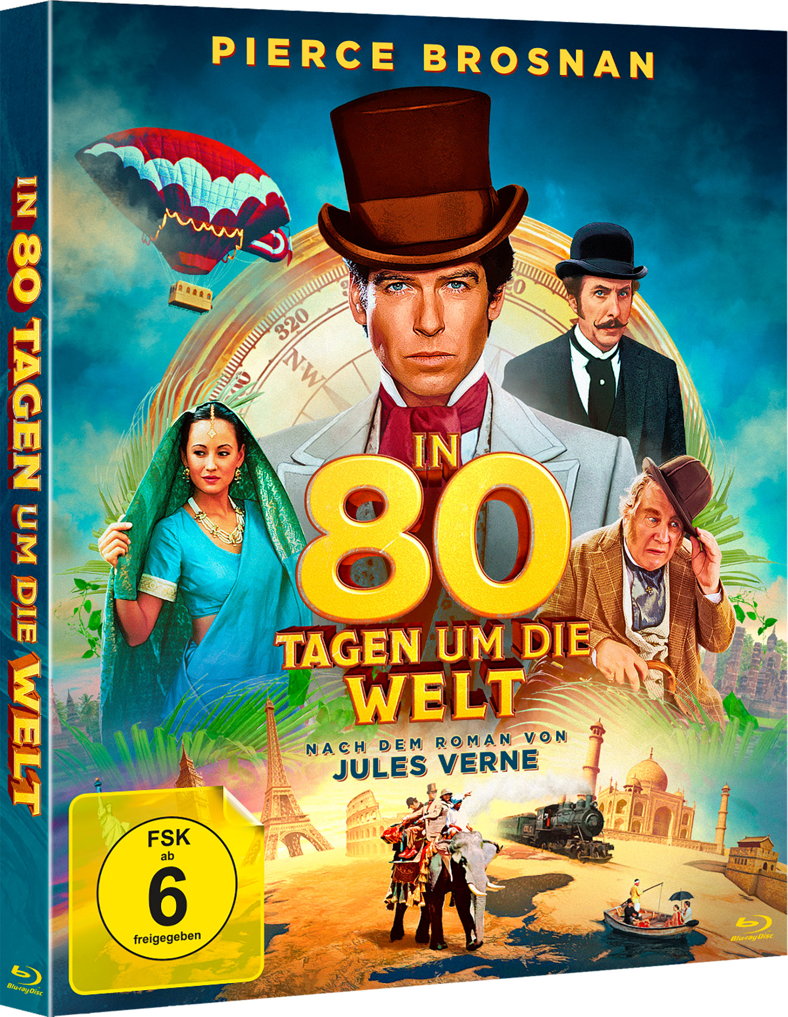 DVD-Cover für den Film 'In 80 Tagen um die Welt' mit Darstellern.