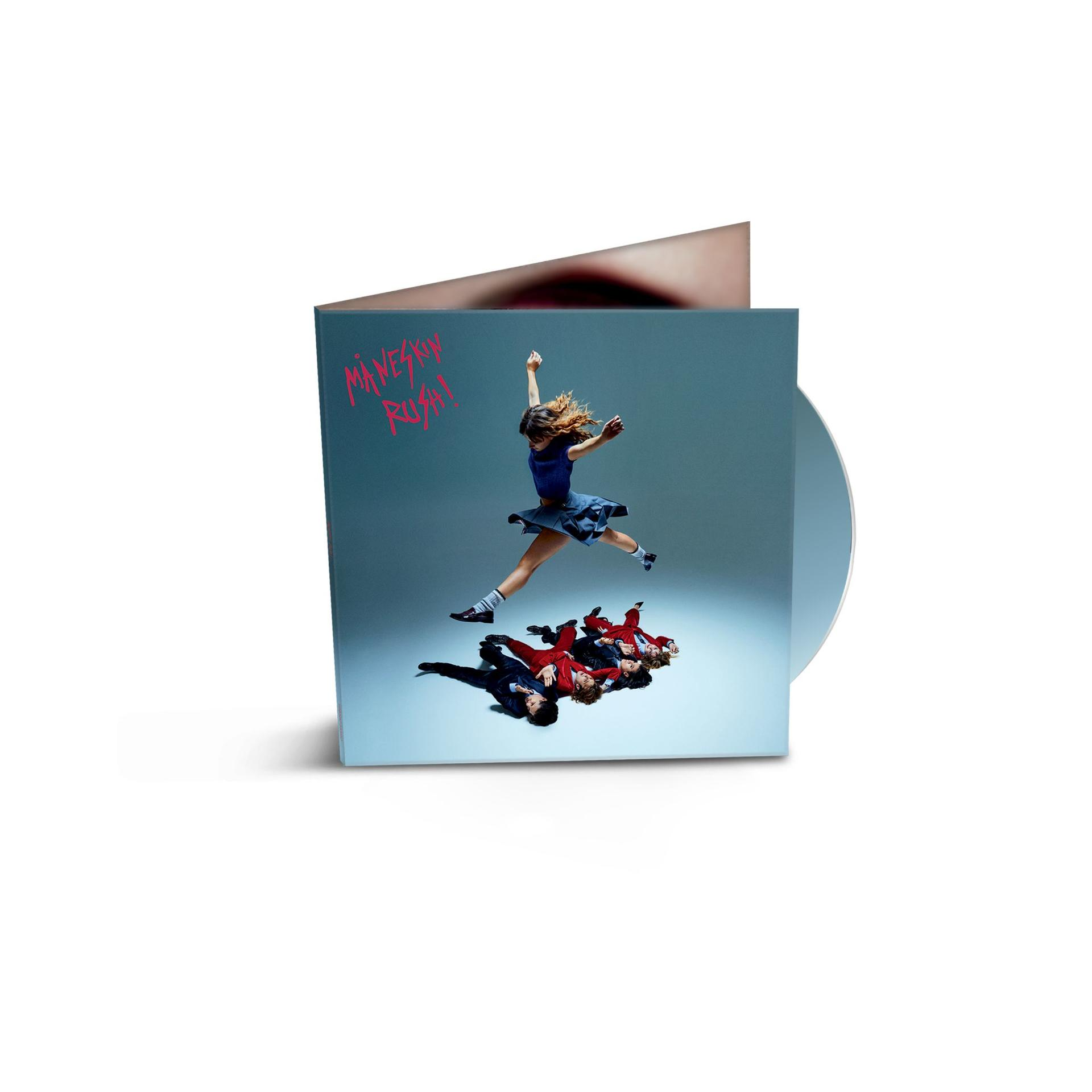 Pochette d'album d'une femme en l'air. En dessous, des gens allongés. Album ouvert avec texte.