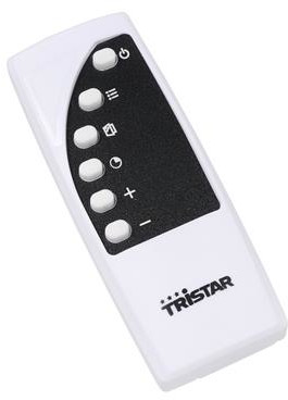 Télécommande blanche avec boutons et logo Tristar.