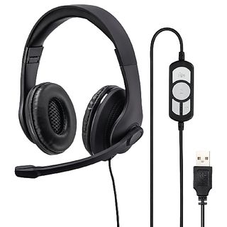 Auriculares - Hama HS-USB300, Para PC/ Portátil, De diadema, Con cable, Micrófono, Negro