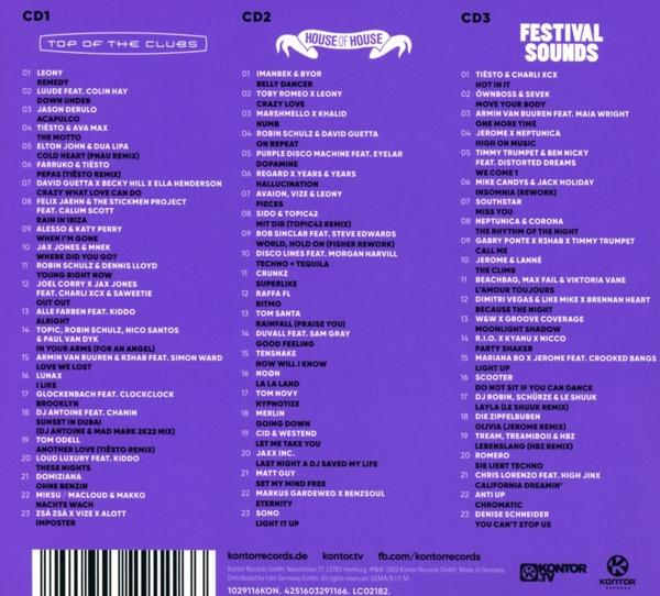 Albumcover mit Titellisten. Mehrere Spalten Text.