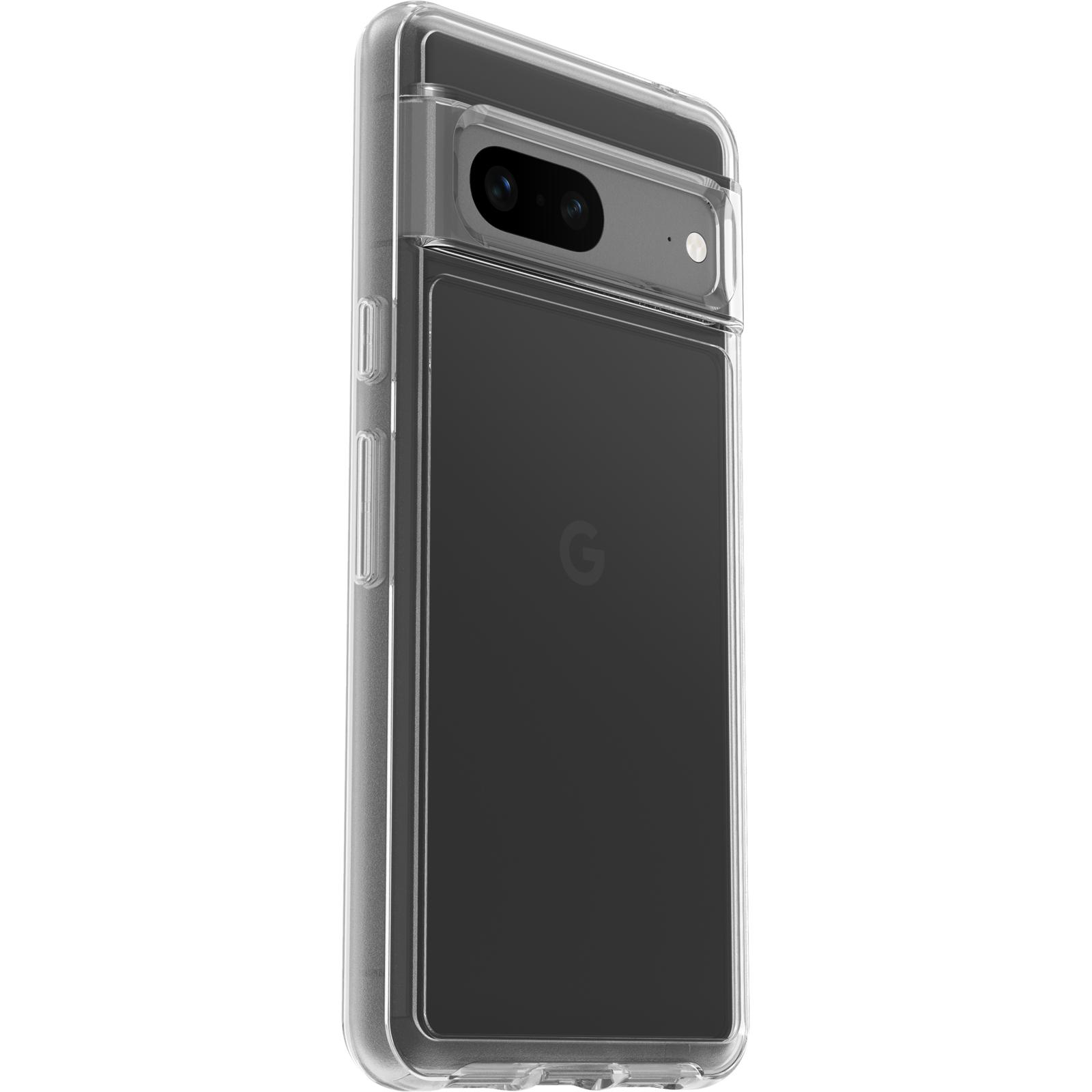 Handyhülle mit schwarzem Telefon. Transparente Hülle mit leichter Tönung und Google 'G' Logo.