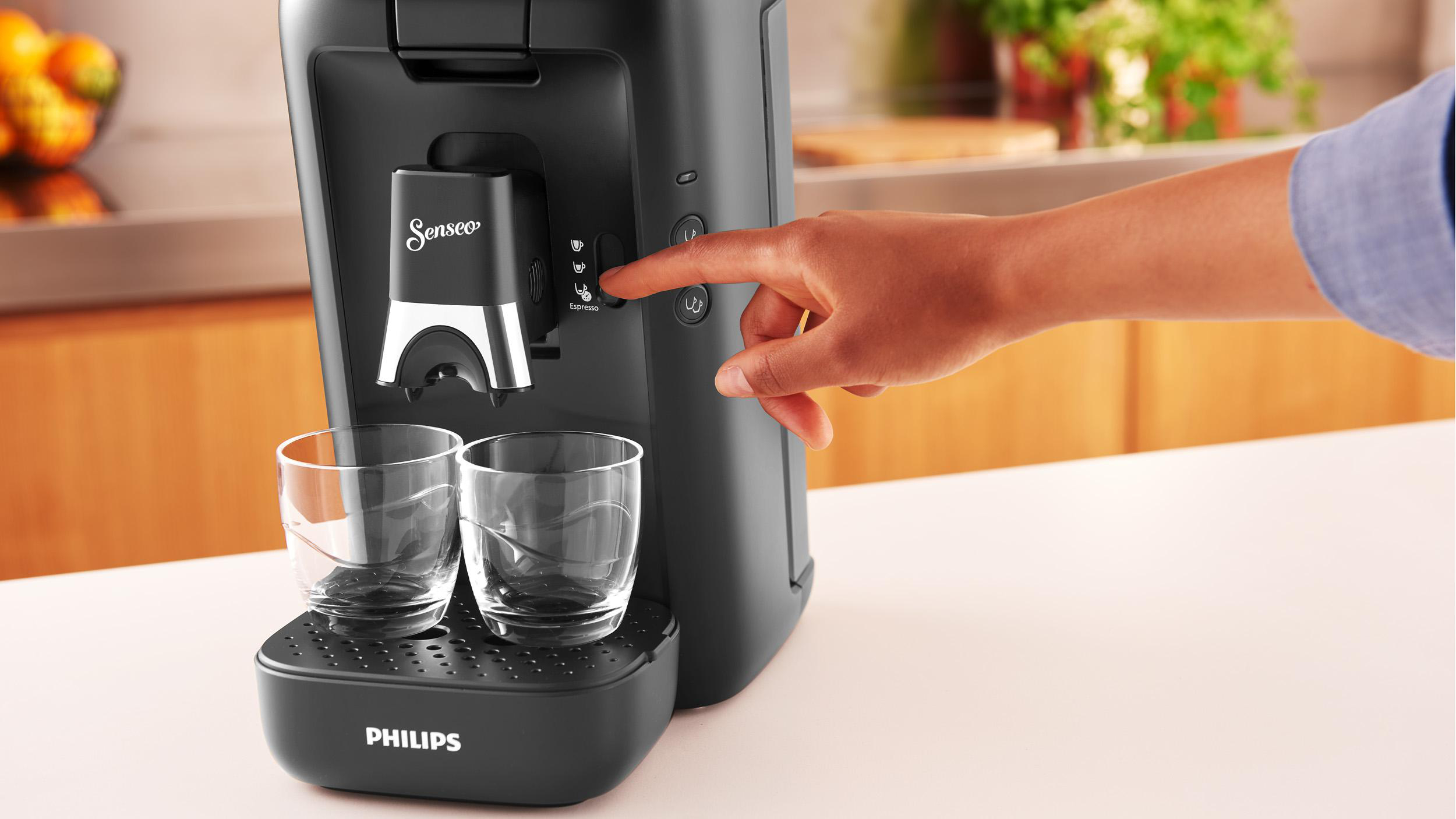 PHILIPS SENSEO® CSA260/65 Maestro mit Kaffeestärkewahl und Memo-Funktion, 1.2L Wassertank, Padmaschine, Schwarz matt