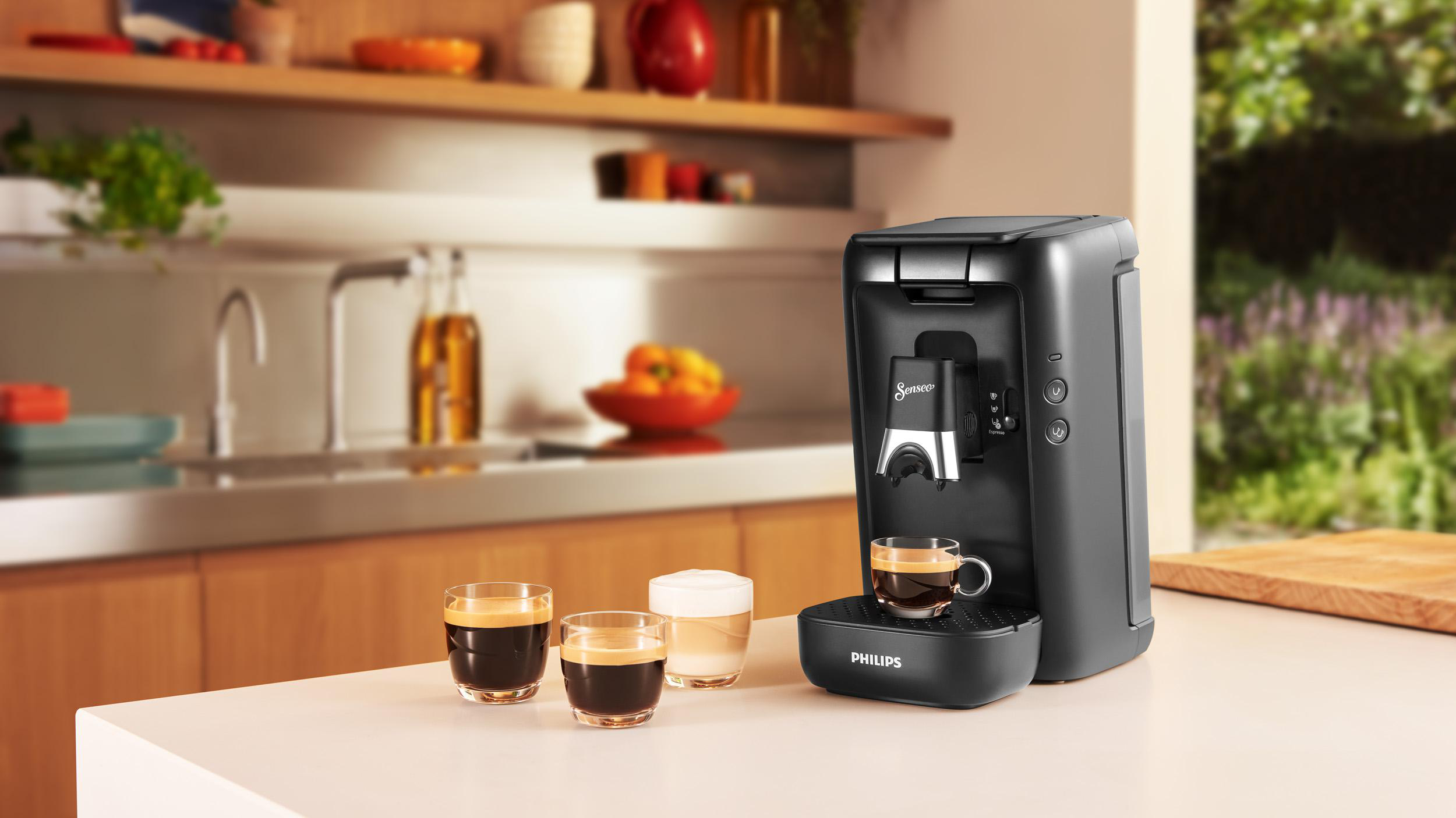 PHILIPS SENSEO® CSA260/65 Maestro mit Kaffeestärkewahl und Memo-Funktion, 1.2L Wassertank, Padmaschine, Schwarz matt