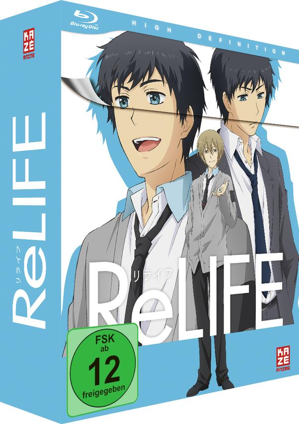 ReLIFE Blu-ray-Box-Set mit Anime-Charakteren auf dem Cover.