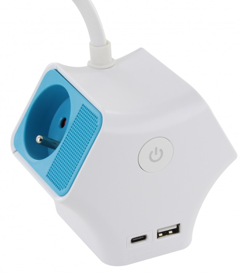 CHACON Multiprise 3 x 16A +  USB-A + USB-C 1.5 m (48096)
