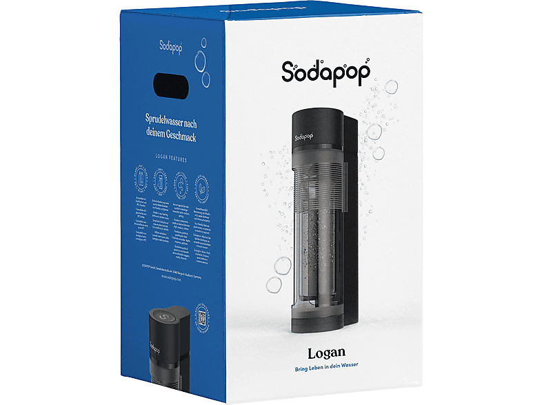 Sodapop Logan Wassersprudler mit 3 Flaschen, CO² Zylinder inklusive , Matt Schwarz — Foto 4 von 5